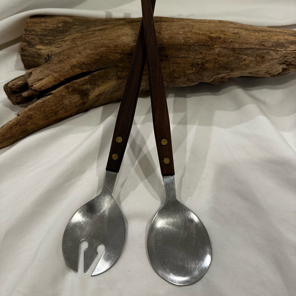 Mid-century, modern danish style Rose Wood Handle Salad Servers